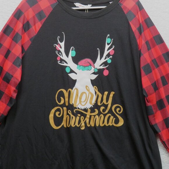 PatPat T Shirt Mens Size Extra Large Merry Christmas Ragland Buffalo Plaid New - Picture 2 of 10